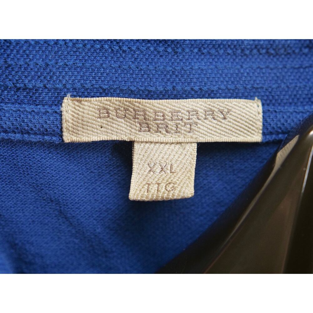 Burberry Brit Mens XXL 2XL Polo Shirt Blue Piqué Cotton Short Sleeve Casual - Picture 4 of 8